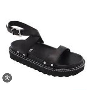 CAVERLEY I NIB 38 (US 8) Earnie Black Chunky Platform Sandals with Straps